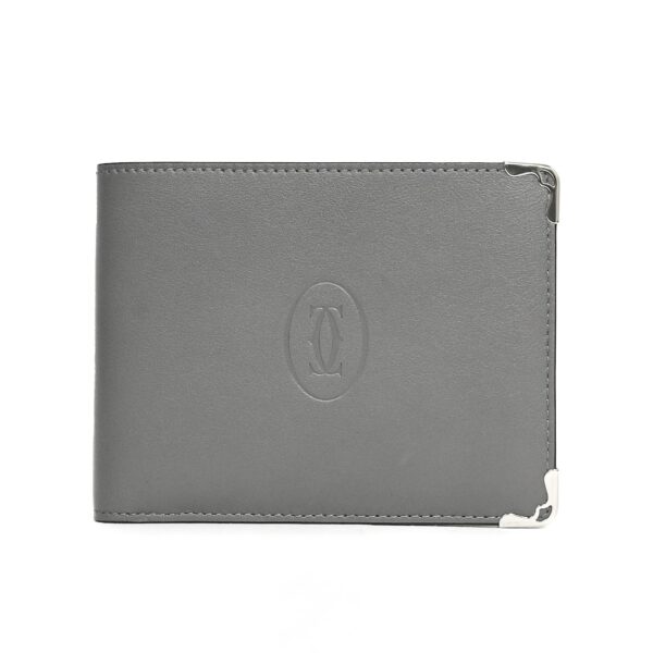 Cartier Wallet Gray Calfskin, Green Interior 6 cards